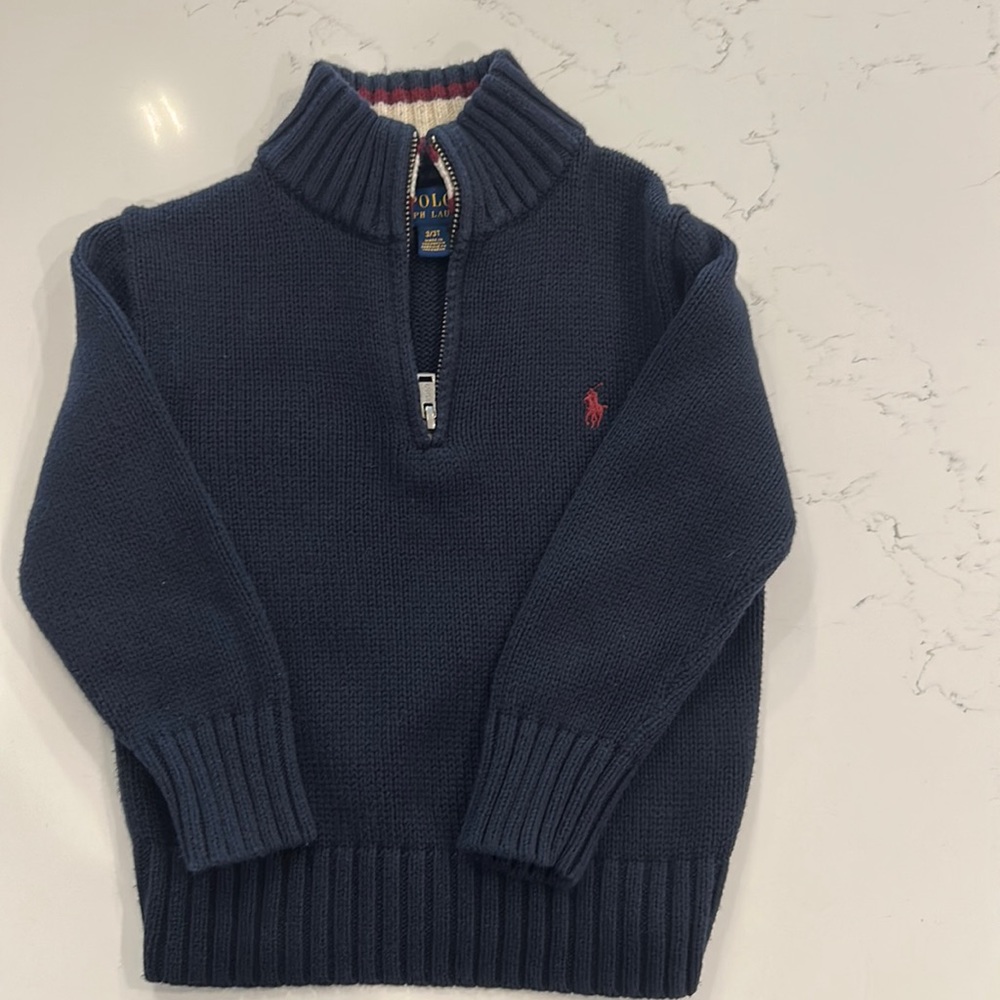 Ralph Lauren: Cotton Quarter-Zip Sweater: size 3t